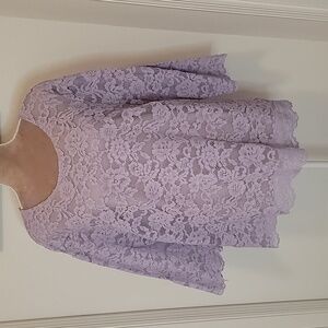 Adiva, Size 2X, Lilac Lace with Flesh Colored Lining Tunic.  EUC!  Like New!